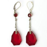 Front view of ruby pendant earrings