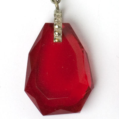 Close-up view of faceted pendant