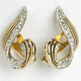 1950 gold & diamante ear clips