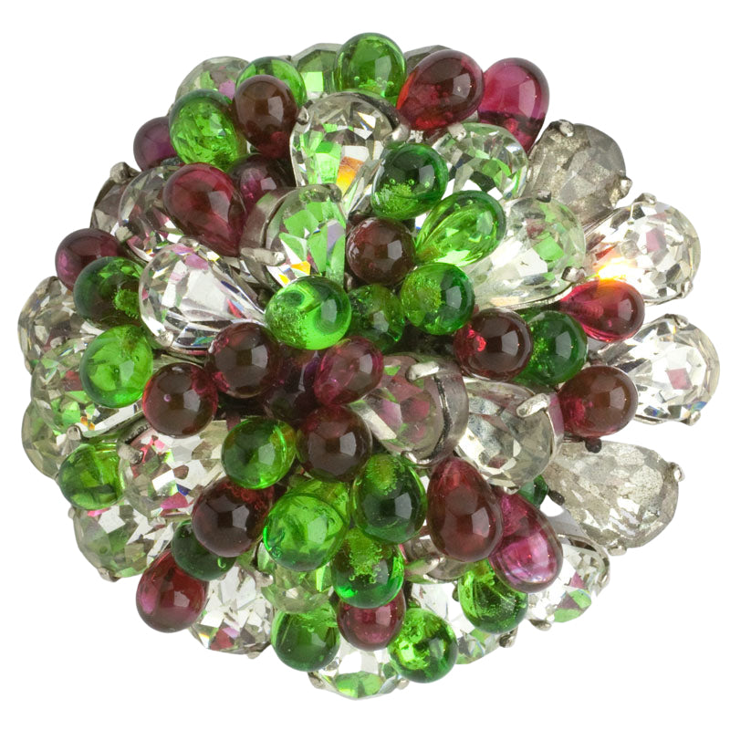 Glass beaded brooch with diamantes