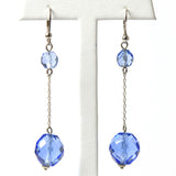 Art Deco drop earrings with sapphire glass beads