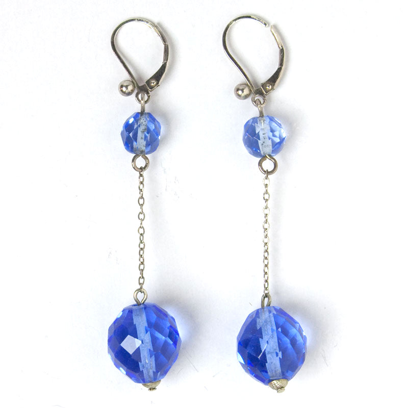 Blue bead Art Deco drop earrings