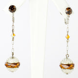 1920s drop earrings with golden-topaz accents in silver-tone