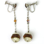 Silver-tone & golden topaz 1920s screw-back earrings