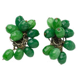 Earrings with clusters of jade glass beads