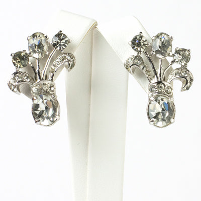 Vintage Screw Back Earrings  Diamanté Flowers by Eisenberg