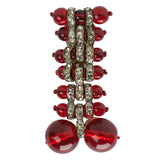 Miriam Haskell brooch (clip) with ruby glass beads & rondelles