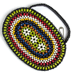 Colorful wood bead purse by Schonanek