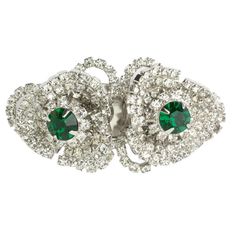 Vintage Brooch with Emeralds & Diamantés