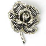 Vintage rose brooch in enamel & diamantes