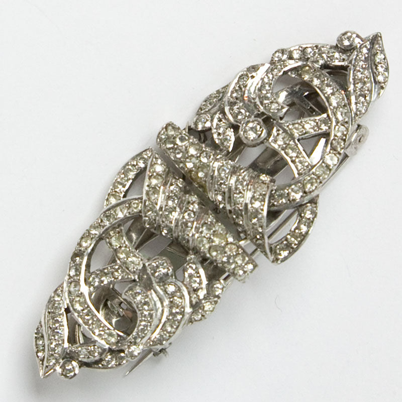 Diamanté brooch with scrolls & swirls