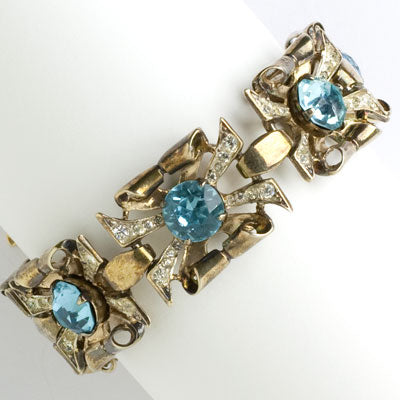 Coro bracelet with aquamarine & diamante set in gold-plated sterling