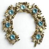 1940s Coro bracelet with aquamarine & diamante in gold