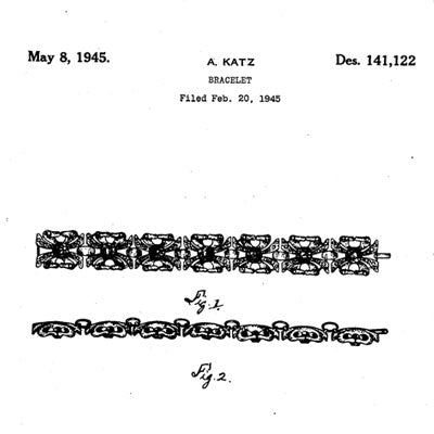 Design patent for aquamarine & diamante bracelet