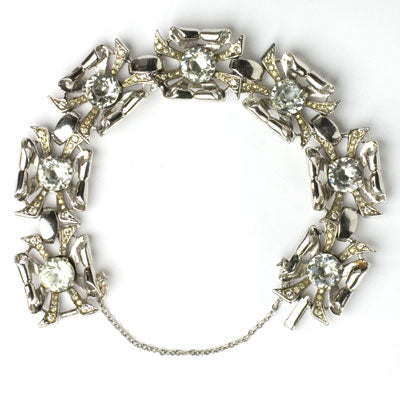 Sterling silver & diamante 1940s bracelet