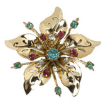 Vintage brooch pendant in vermeil sterling w/jewels