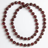 Deep-red melon-bead long necklace