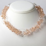 Vintage glass bead necklace with pink beads & glass rings