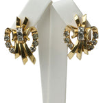 1940s earrings by Mazer – gold-plated ribbons w/diamantés