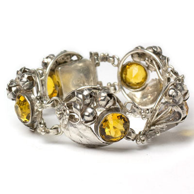 Sterling silver & citrine floral bracelet.