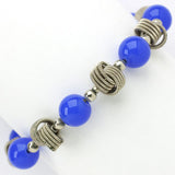 Blue bead bracelet with chrome knots