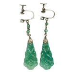 Art Deco jade pendant earrings