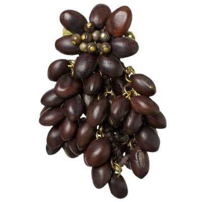 Dangling wood bead brooch by Miriam Haskell