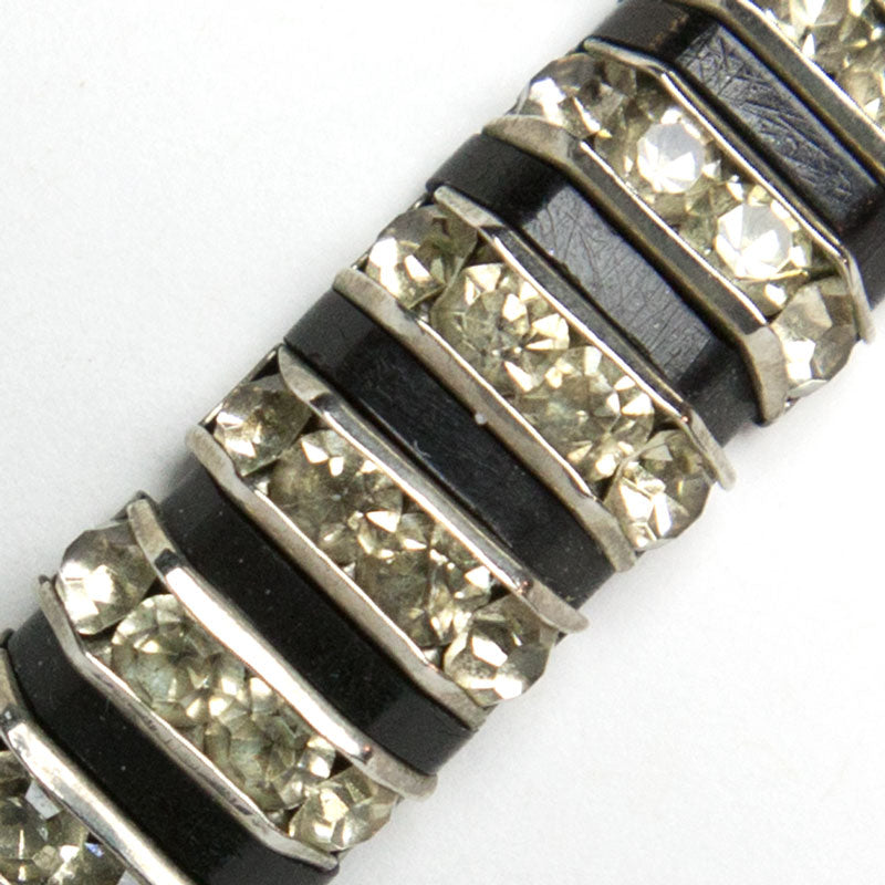 Close-up view of diamante & Bakelite links