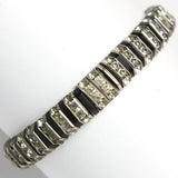 Back of black Bakelite & diamante flexible bracelet