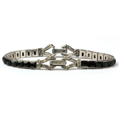 1930s onyx & diamante bracelet
