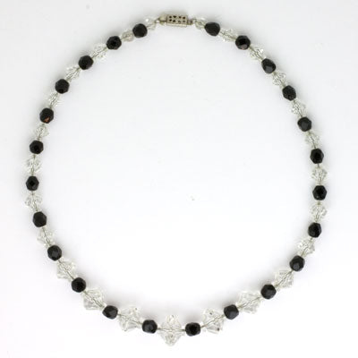 Onyx & crystal bead Art Deco necklace