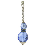 View of single blue bead & rondelle earring