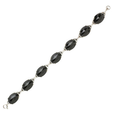 Front view of onyx & sterling Art Deco bracelet