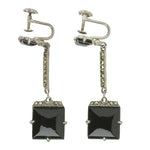 Onyx, marcasite & sterling Wachenheimer Bros. earrings