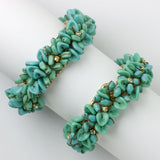 Pair of turquoise glass bead bracelets