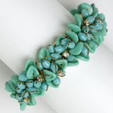Vintage glass bead bracelet in turquoise & diamante