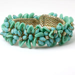 Turquoise glass bead bracelet w/diamante