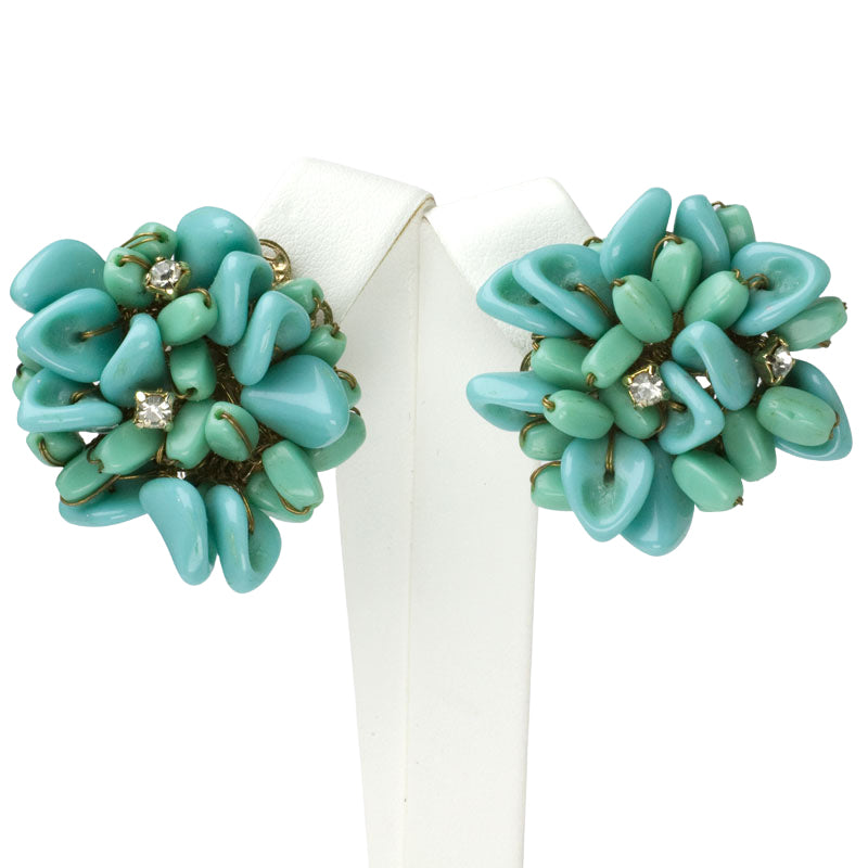 Turquoise bead earrings with diamanté accents